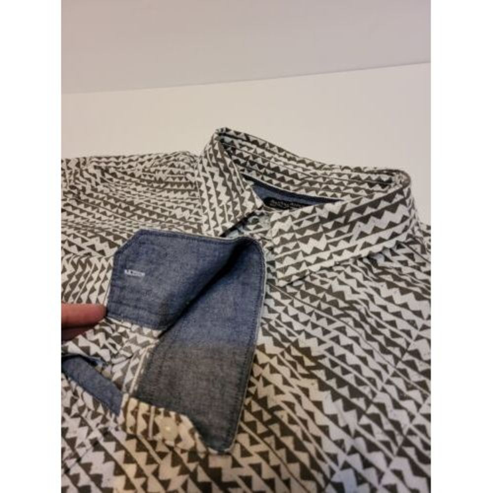 Men's Banana Republic Gray Geometric-print Shirt- Size L